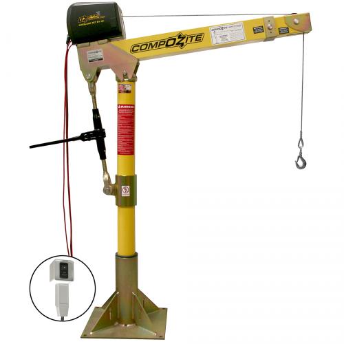 OZ LIfting CompOZite® 1200lbs Davit Crane with 12V DC Electric Winch