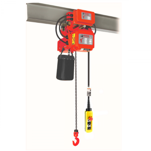 Bison 1Ton Three Phase Single Speed Electric Chain Hoist with Trolley 230v/460v