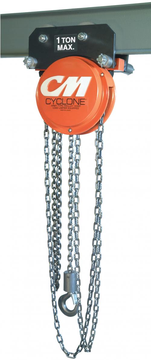 CM Cyclone Hand Chain Hoist with Army-Type Trolley