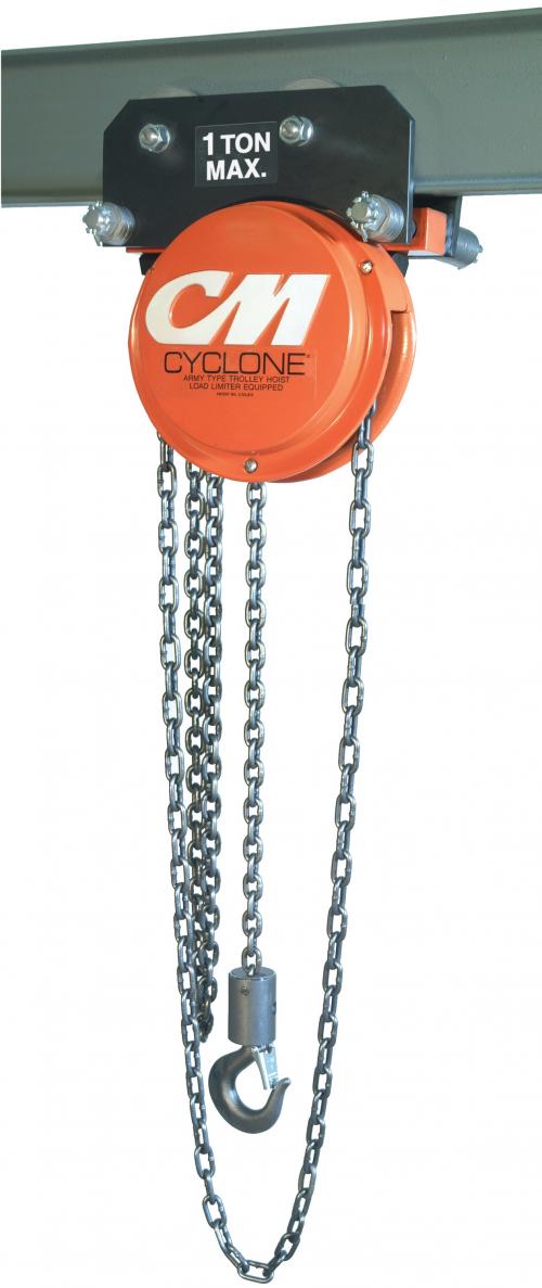 CM Cyclone Hand Chain Hoist with Army-Type Trolley