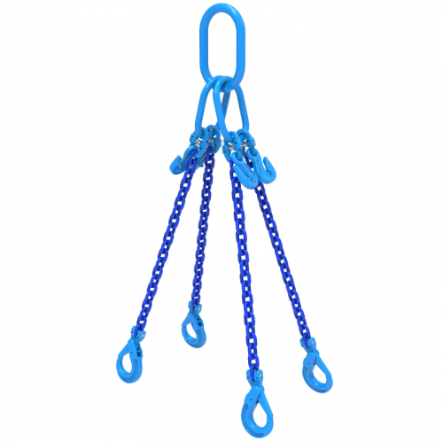 WH 5/16 inch Dia. x WLL 12100lbs 4-Leg Grade 100 Chain Slings, 30ft / Standard Hook with Latch / No